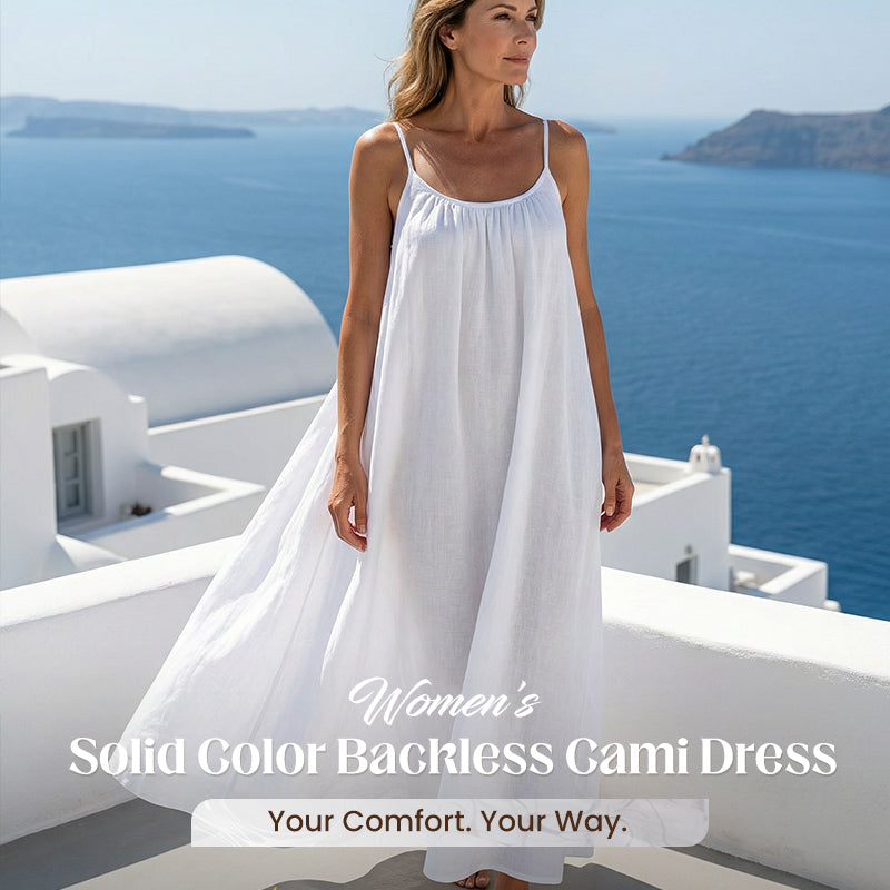 women's solid color backless cami dress Women's Solid Color Backless Cami Dress main image 1