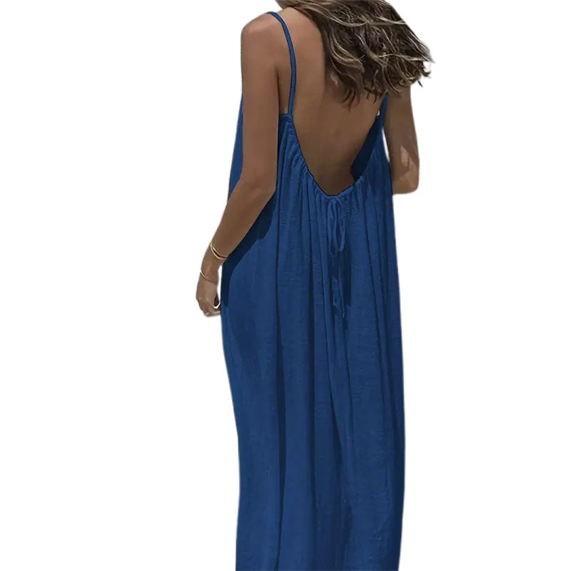 🏖️💕Women's Solid Color Backless Cami Dress🌟🌊