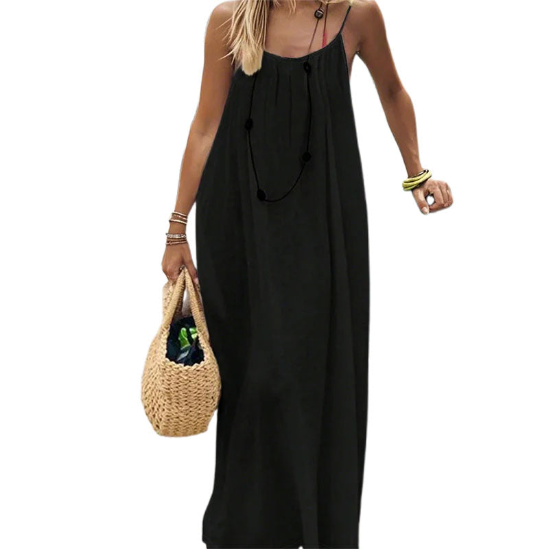 🏖️💕Women's Solid Color Backless Cami Dress🌟🌊