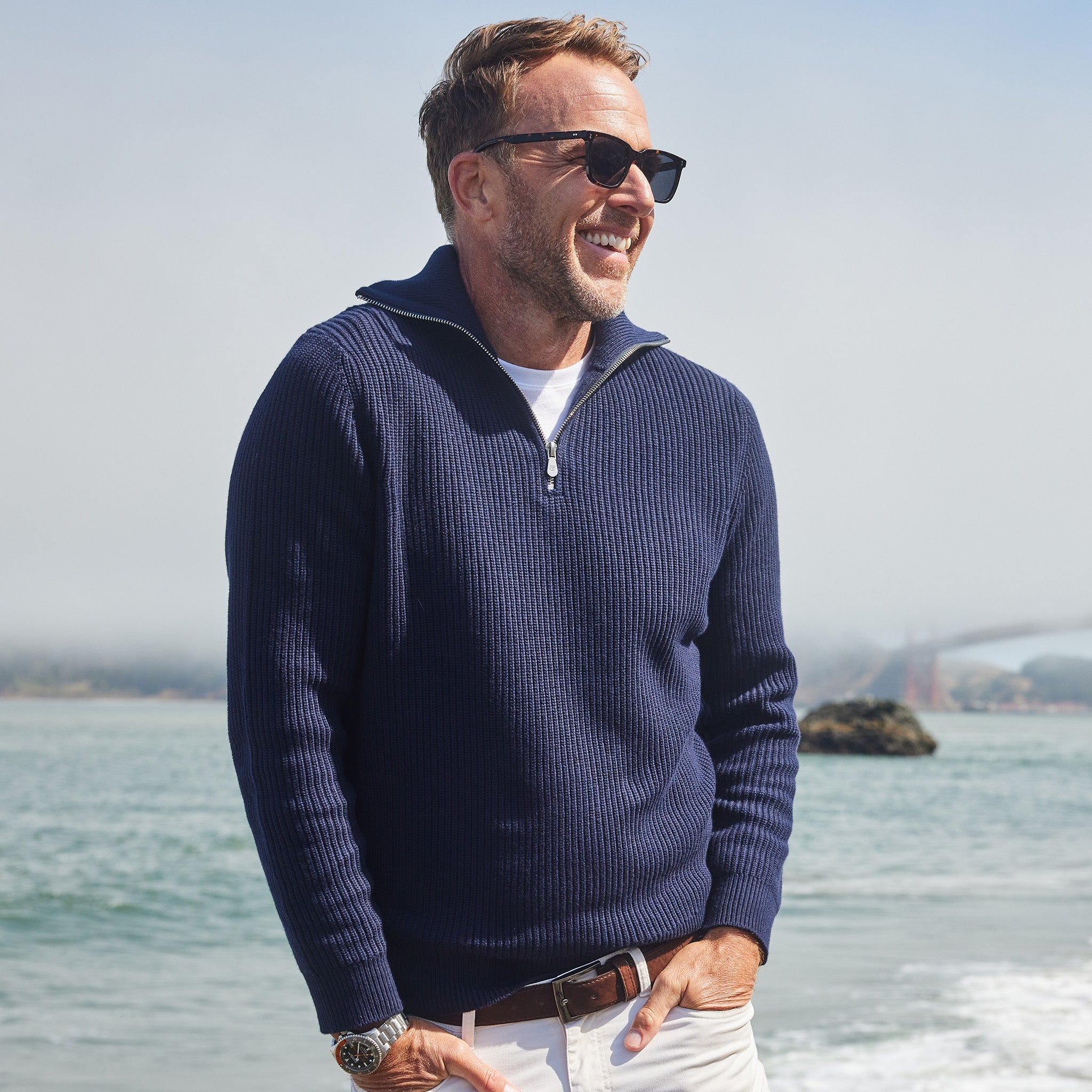 Pacific Quarter Zip Sweater Navy